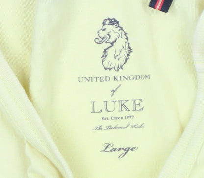 Luke Men's Yellow Crew Neck T-Shirt, Size L, Logo Accent