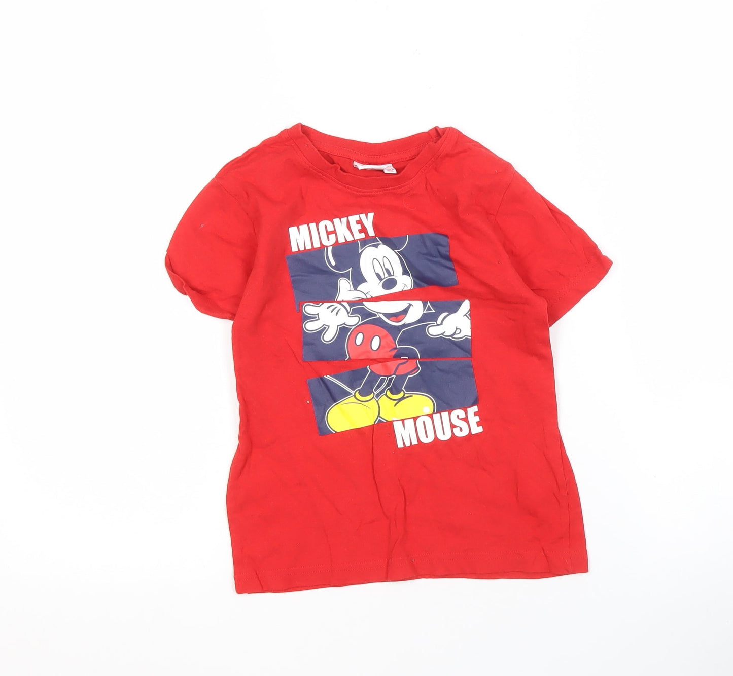 Disney Boys Red Mickey Mouse T-Shirt, 5-6 Years, Casual Cotton