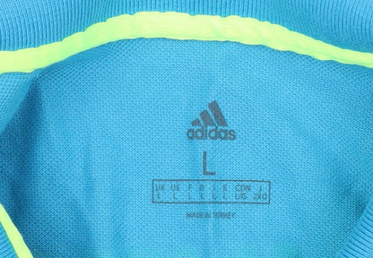 Adidas Men's Blue Polo Shirt L Sports Graphic