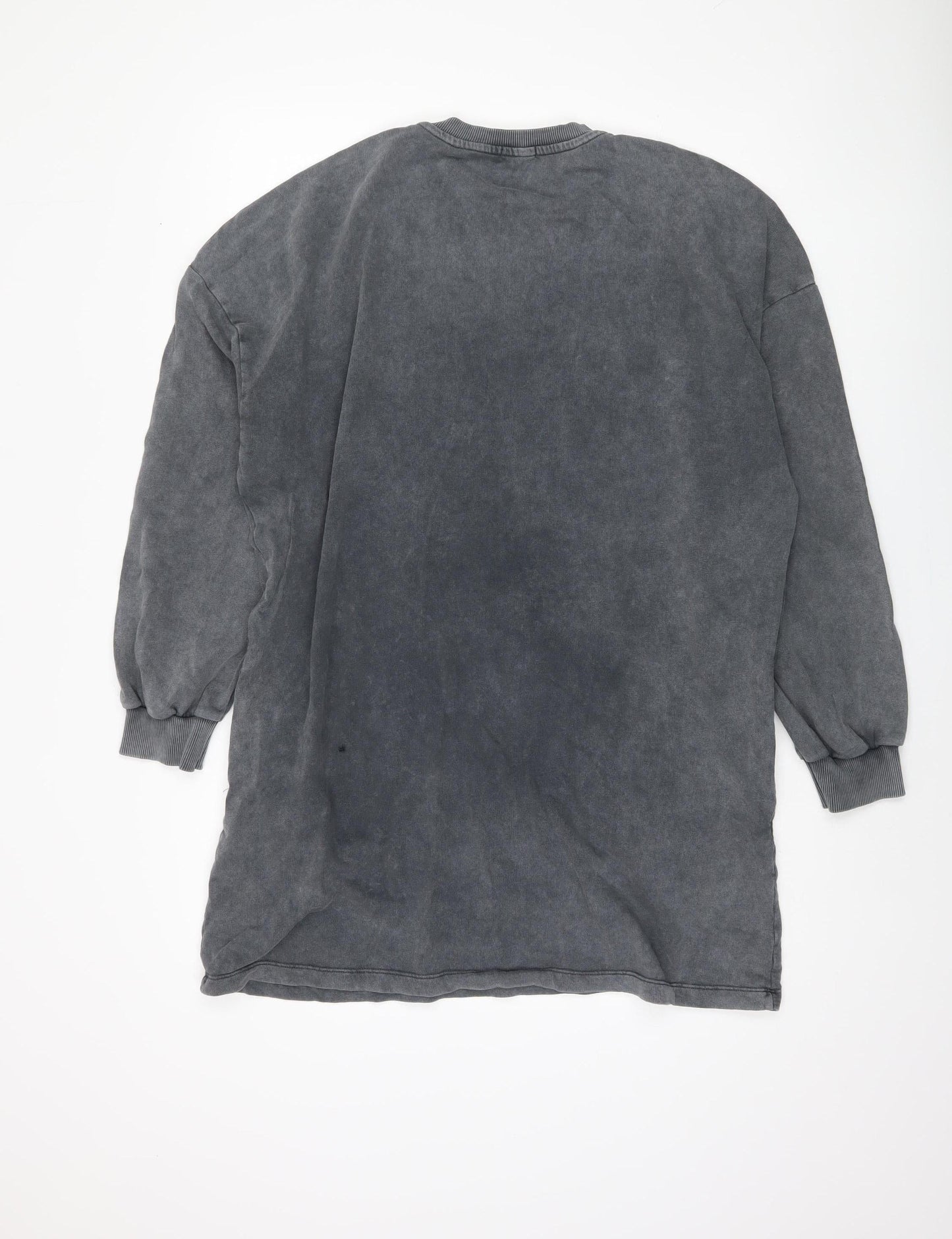 Stradivarius Women's Grey Cotton Pullover Sweatshirt, M