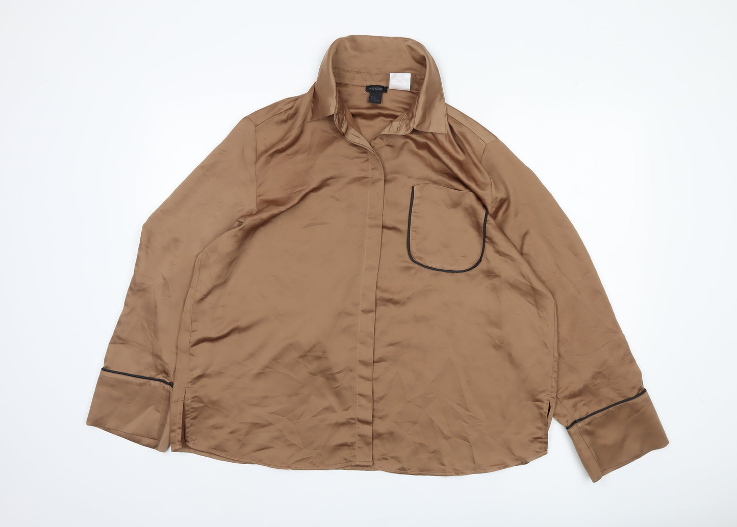 H&M Brown Satin Nightshirt, Unisex M, Collared Style