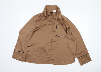 H&M Brown Satin Nightshirt, Unisex M, Collared Style
