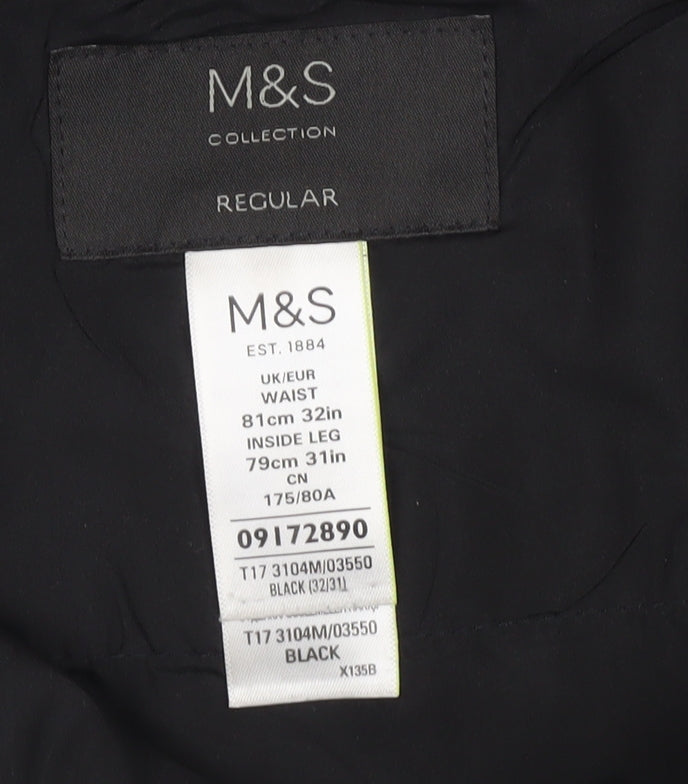 Marks and Spencer Men's Black Trousers Size 32 Regular