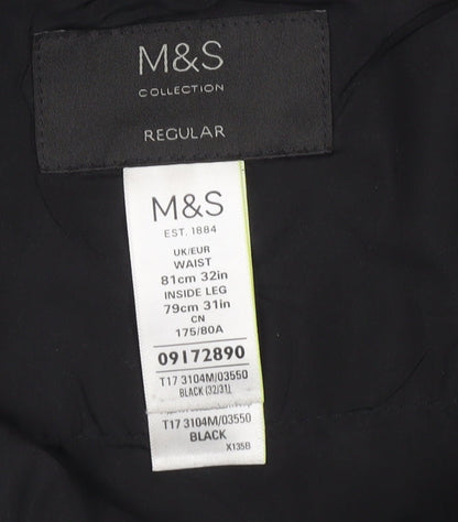 Marks and Spencer Men's Black Trousers Size 32 Regular