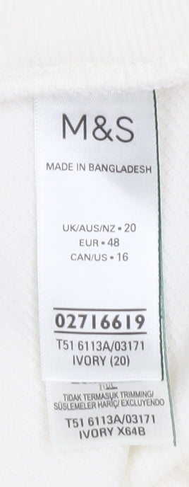 Womens UK Size 20 Marks and Spencer Relaxed Fit Jogger Ivory Trousers