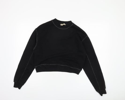 Womens UK Size S Pull & Bear Black Pullover Sweatshirt