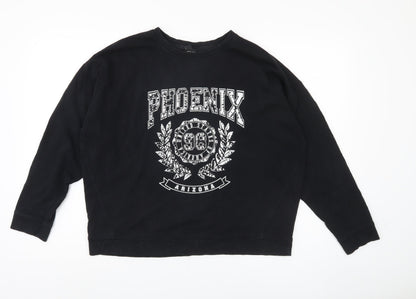 New Look Women's Black Graphic Sweatshirt Size M