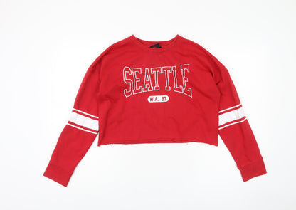 New Look Women's Red Logo Sweatshirt Size 12