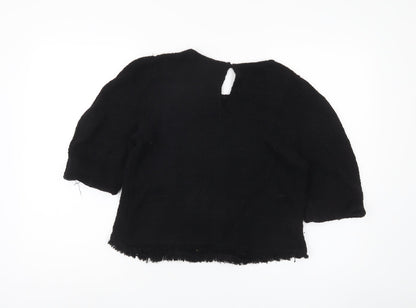 Zara Women's Black 3/4 Sleeve Buckle Blouse Size M