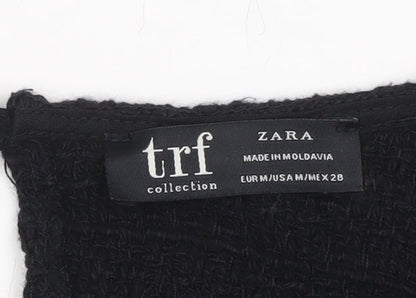 Zara Women's Black 3/4 Sleeve Buckle Blouse Size M