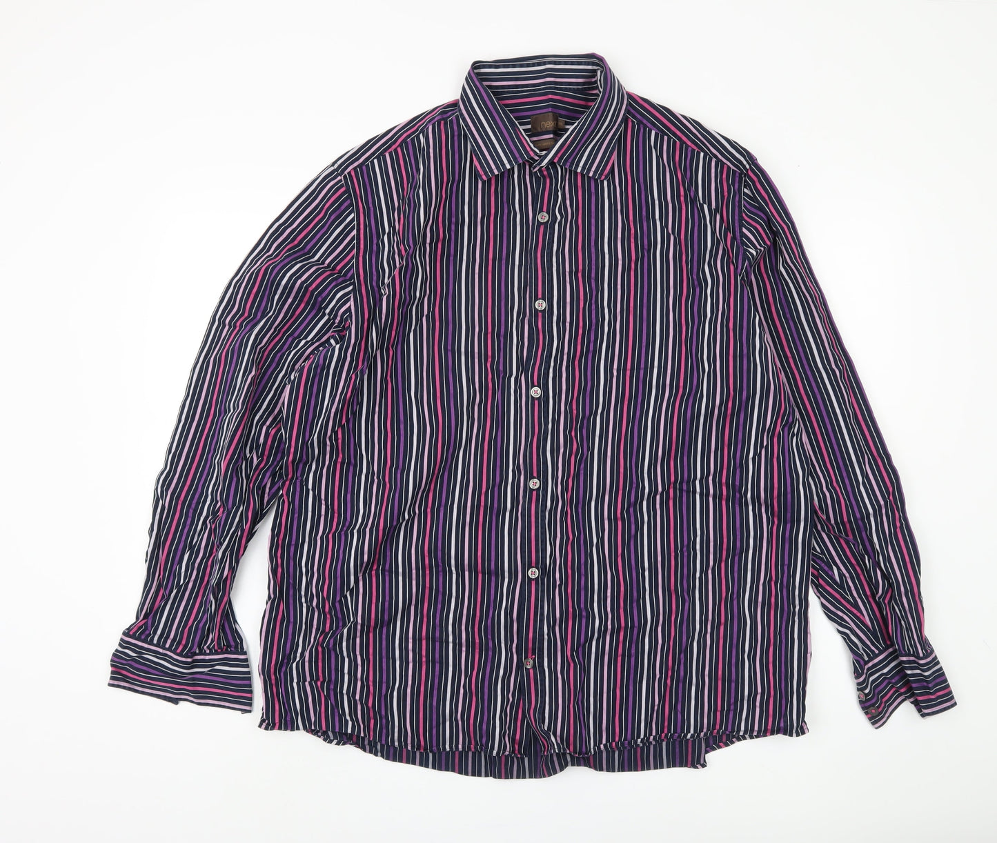 Next Men's Multicoloured Striped Cotton Shirt 2XL