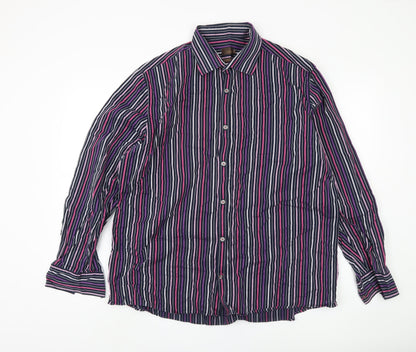 Next Men's Multicoloured Striped Cotton Shirt 2XL