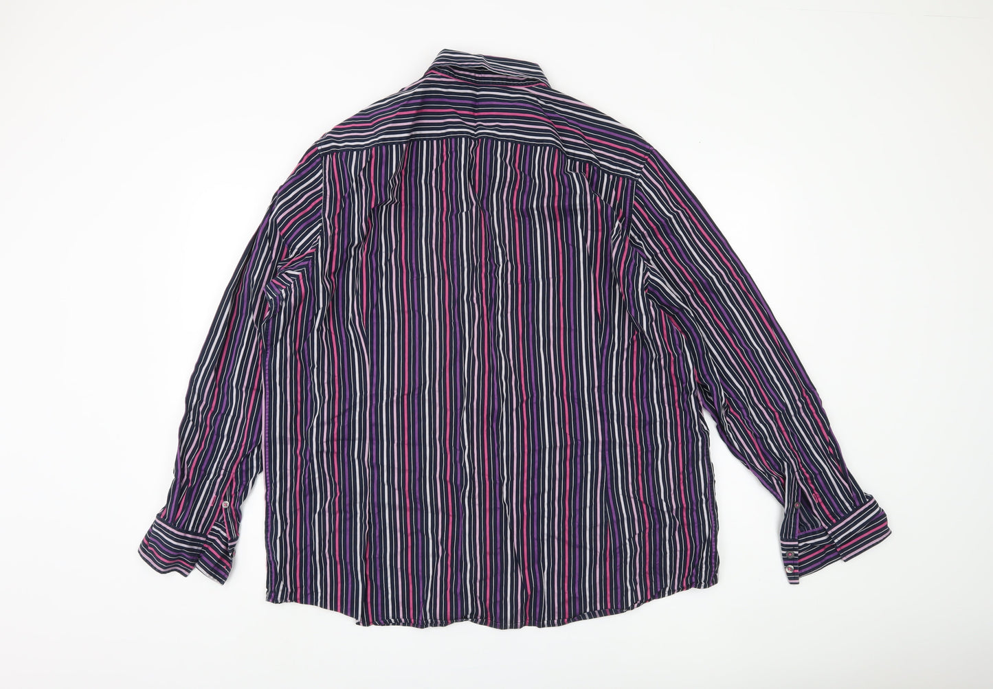Next Men's Multicoloured Striped Cotton Shirt 2XL