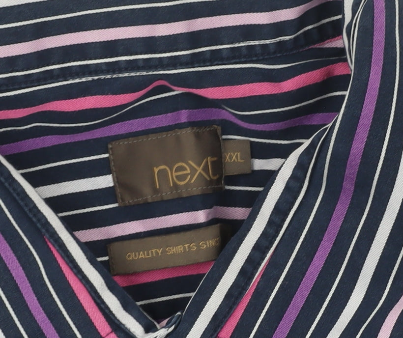 Next Men's Multicoloured Striped Cotton Shirt 2XL