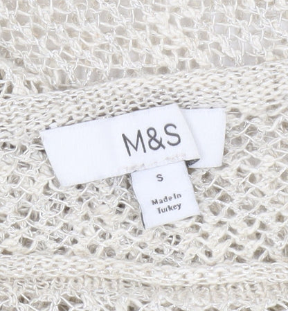 Marks and Spencer Women's Beige Knit Pullover Jumper - S