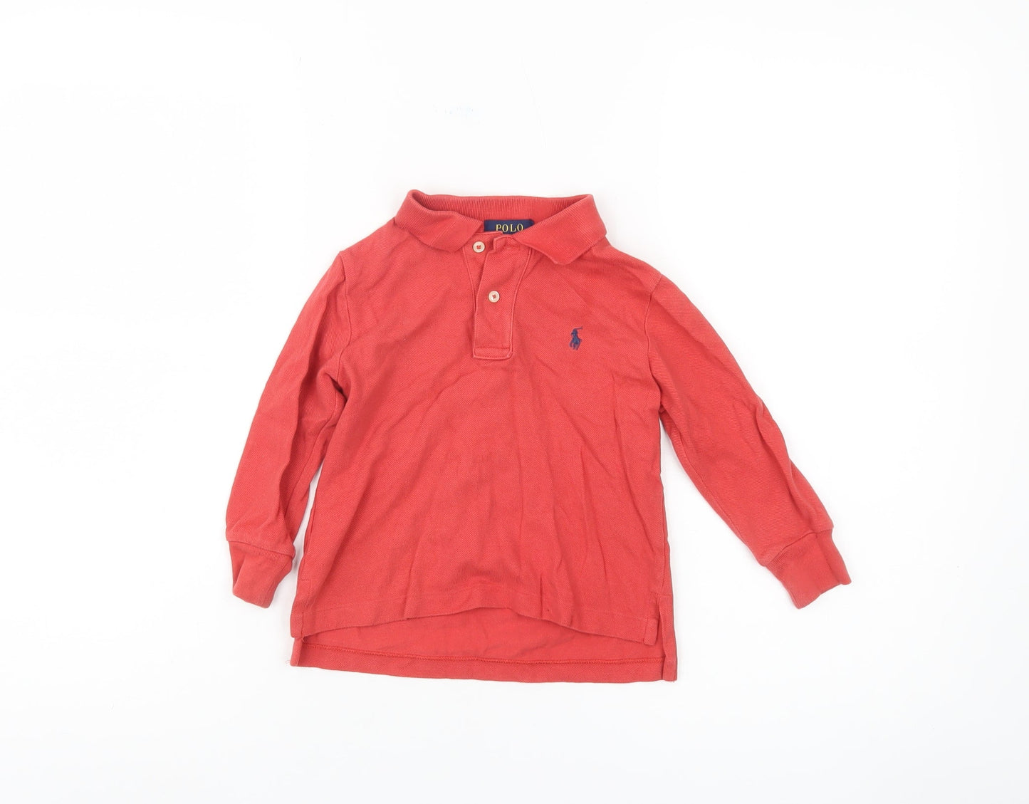Ralph Lauren Boys Red Long Sleeve Polo Shirt 2 Years