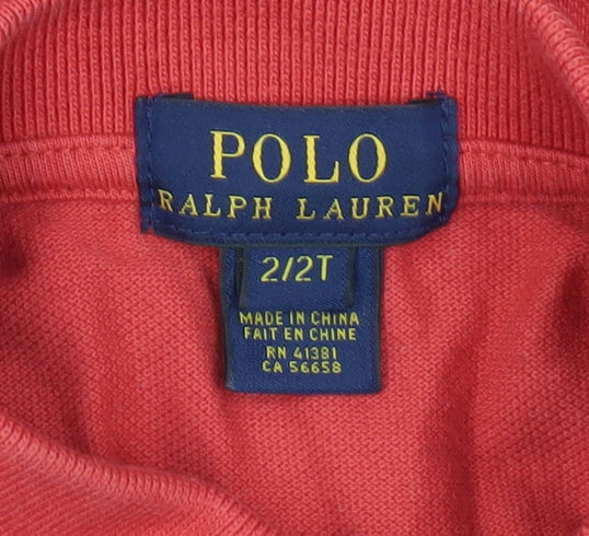 Ralph Lauren Boys Red Long Sleeve Polo Shirt 2 Years