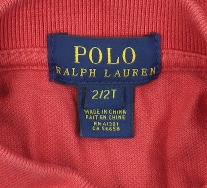 Ralph Lauren Boys Red Long Sleeve Polo Shirt 2 Years