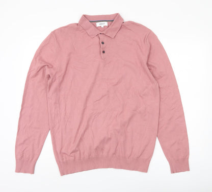 Next Men's Pink Collared Pullover Jumper L