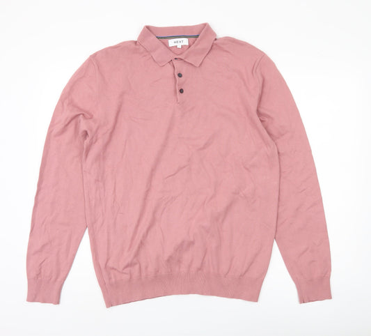 Next Men's Pink Collared Pullover Jumper L