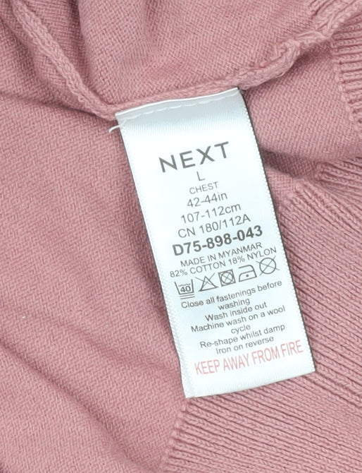 Next Men's Pink Collared Pullover Jumper L