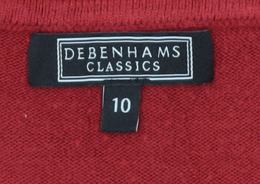 Womens UK Size 10 Debenhams Red Pullover Jumper