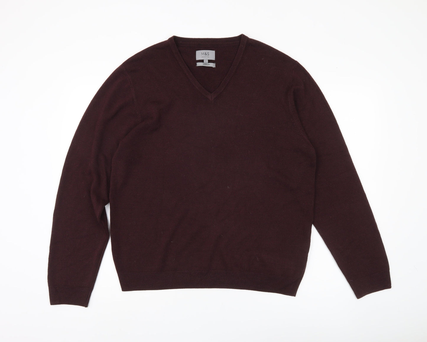 Marks and Spencer Men's Purple Jumper, Size L, V-Neck