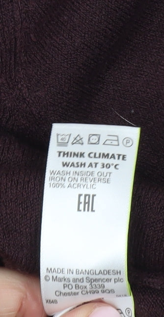 Marks and Spencer Men's Purple Jumper, Size L, V-Neck