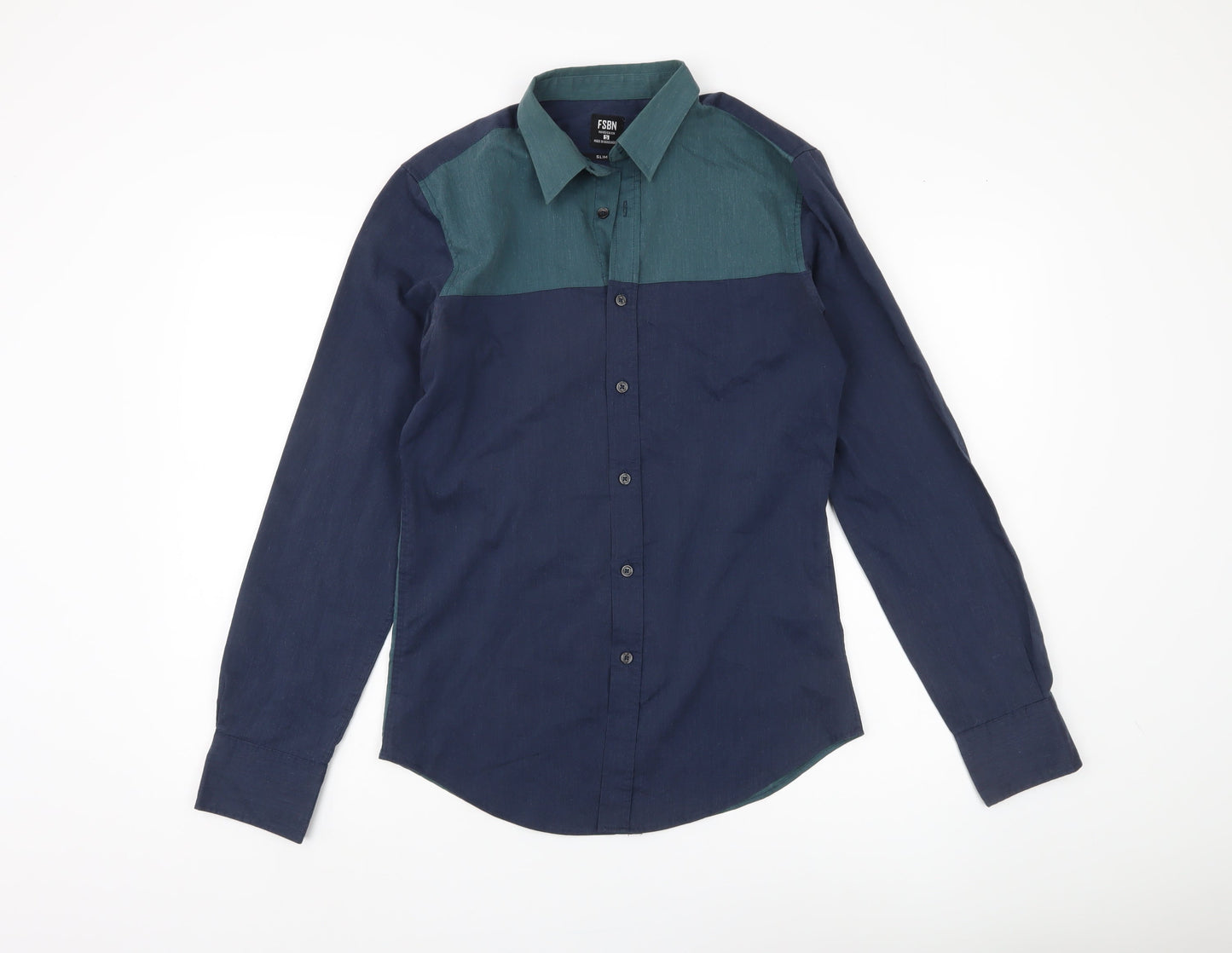 FSBN Men's Slim Fit Colourblock Casual Shirt, S