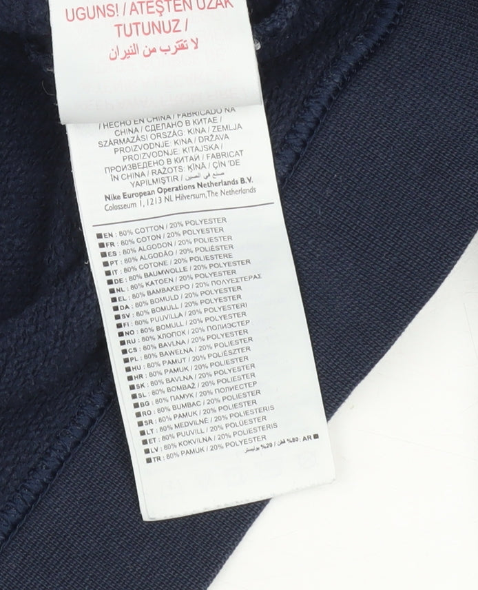 Nike Boys Blue Crew Neck Sweatshirt L with Logo Accents