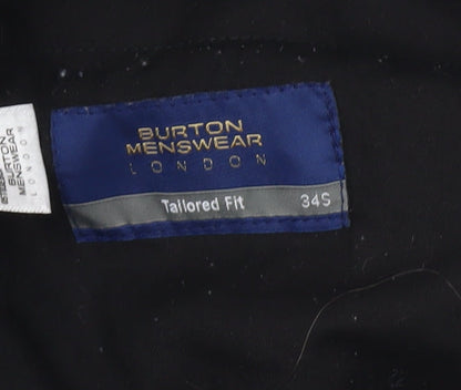 Mens UK Size 34 S Burton Menswear Regular Fit Dress Pants Black Trousers