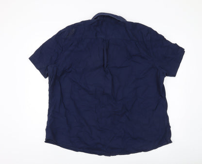 GOODSOULS Men’s 3XL Blue Short Sleeve Casual Shirt