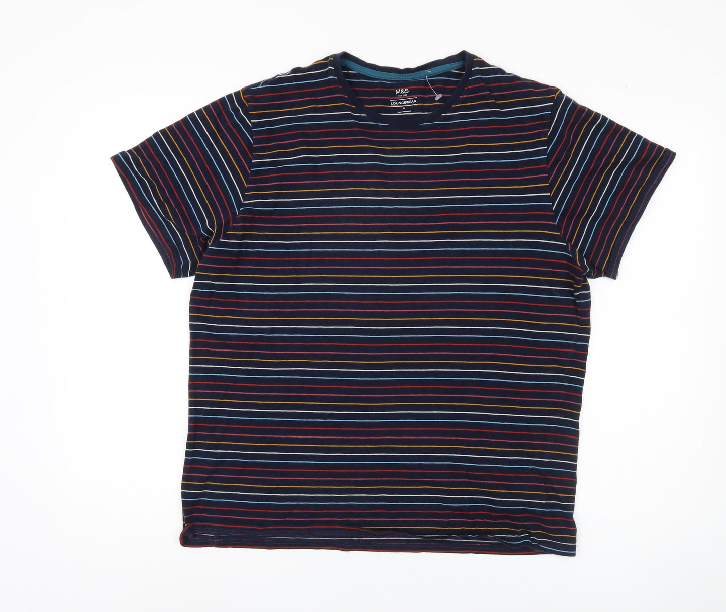 Marks & Spencer Men's Multicolour Striped T-Shirt M
