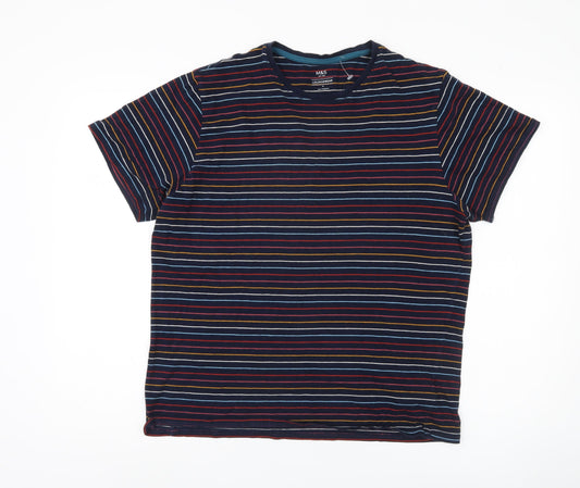 Marks & Spencer Men's Multicolour Striped T-Shirt M