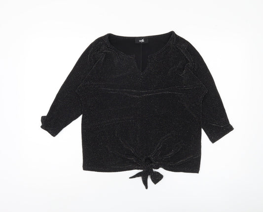 Womens UK Size S Wallis Black Basic Blouse