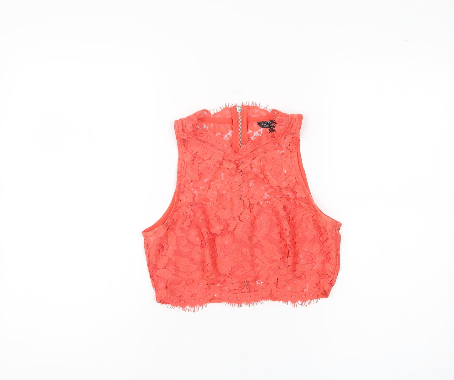 Womens UK Size 8 Topshop Red Cropped Blouse