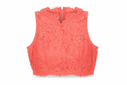 Womens UK Size 8 Topshop Red Cropped Blouse
