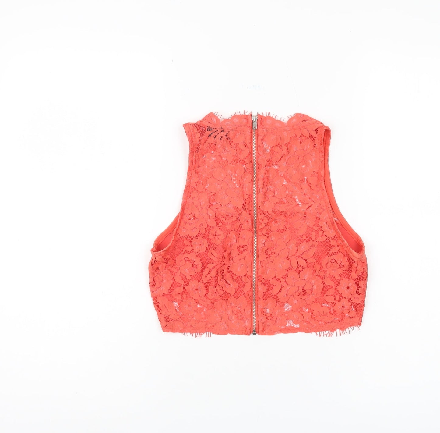 Womens UK Size 8 Topshop Red Cropped Blouse