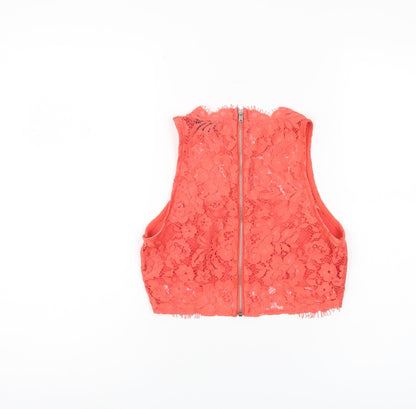Womens UK Size 8 Topshop Red Cropped Blouse