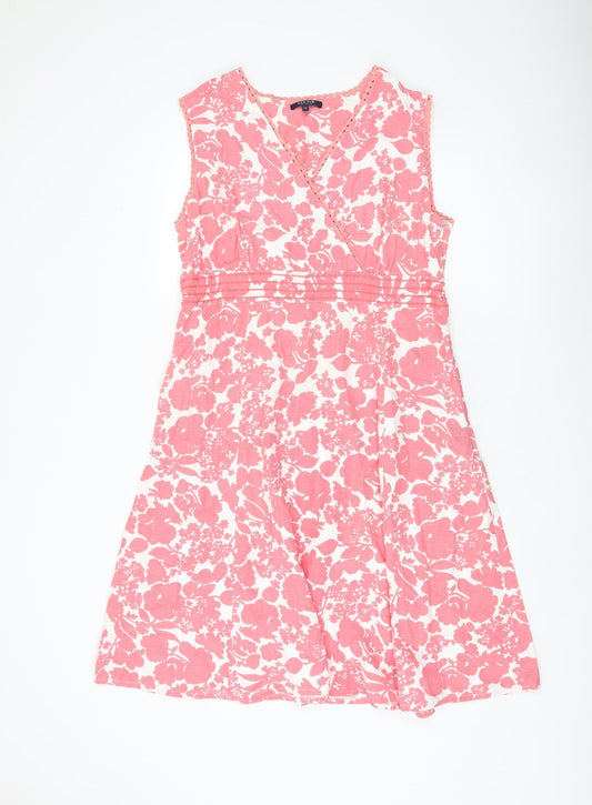 Maine New England Pink Floral Wrap Dress - Size 16