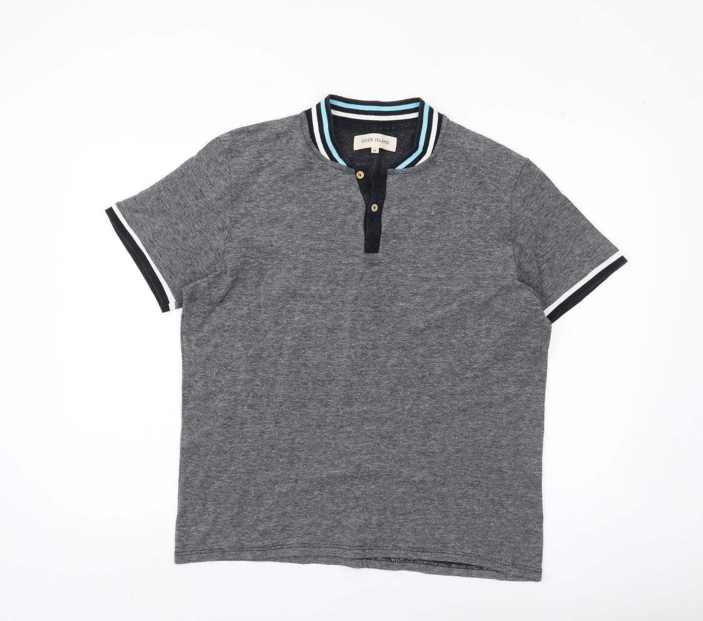 River Island Men's Grey Polo XL