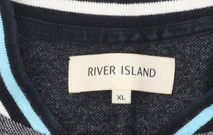 River Island Men's Grey Polo XL