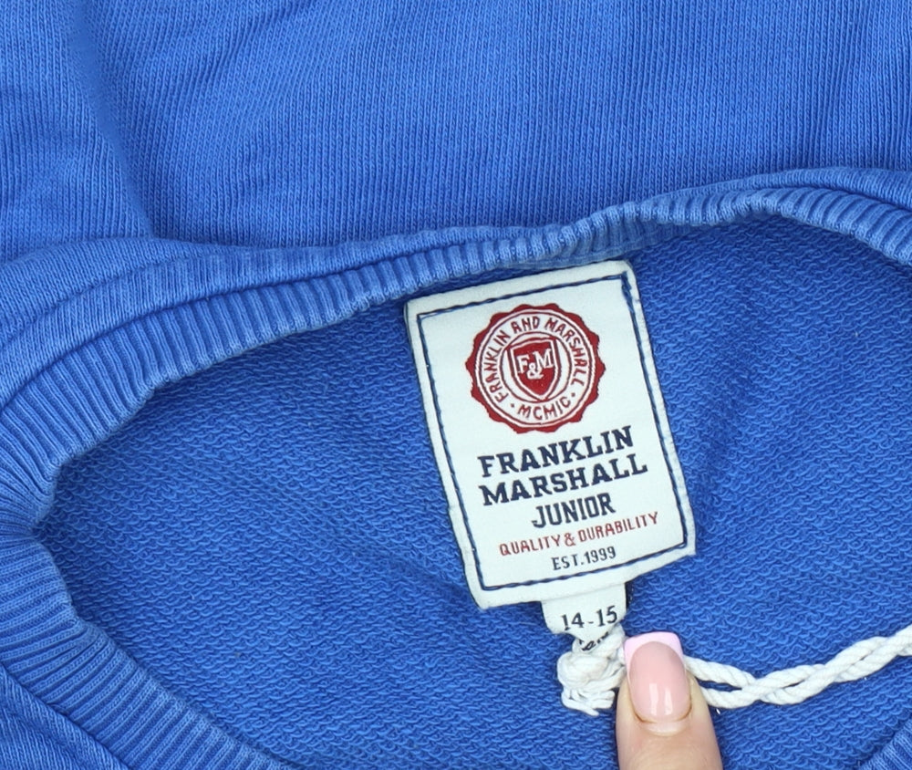 Franklin & Marshall Boys Blue Crew Neck Pullover Sweatshirt