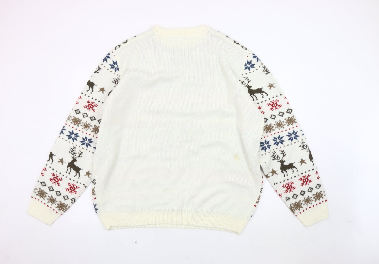 Cotton Traders Men's Ivory Christmas Pullover, 2XL, Knit