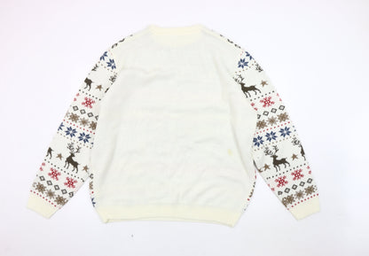 Cotton Traders Men's Ivory Christmas Pullover, 2XL, Knit