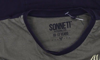 Sonneti Boys Green Black T-Shirt 10-12 Years Pullover Style
