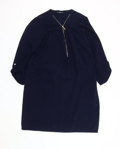 Dunnes Women's Blue Long Sleeve Dress Size 16