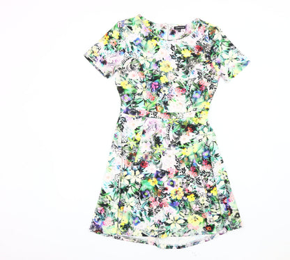 Warehouse Women's Multicoloured Floral A-Line Dress Size 8