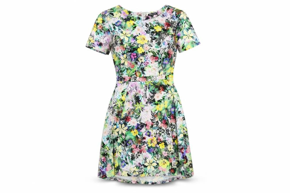 Warehouse Women's Multicoloured Floral A-Line Dress Size 8