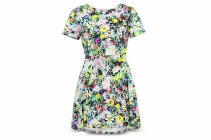 Warehouse Women's Multicoloured Floral A-Line Dress Size 8